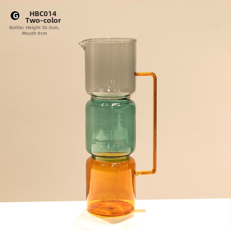 Vază din sticlă cu două straturi, design geometric, decor transparent pentru birou, semi-artizanal, stil modern de artă