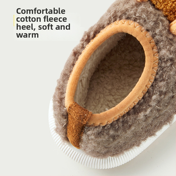 Papuci de interior pentru copii, cu căptușeală din fleece, partea superioară din velur, talpă PVC, design cartoon, încălțăminte de interior caldă, unisex