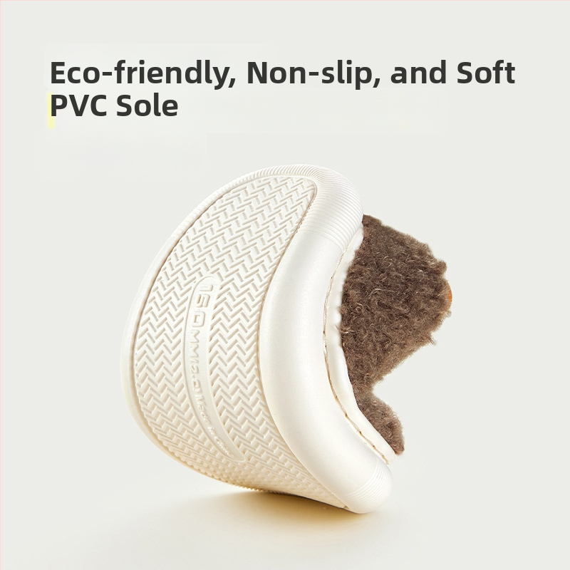 Papuci de interior pentru copii, cu căptușeală din fleece, partea superioară din velur, talpă PVC, design cartoon, încălțăminte de interior caldă, unisex