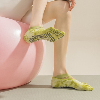 Șosete de yoga cu 5 degete pentru femei, bumbac 70–80%, anti-alunecare, țesătură cu două ace, 200 de cusături, Origine Zhuji