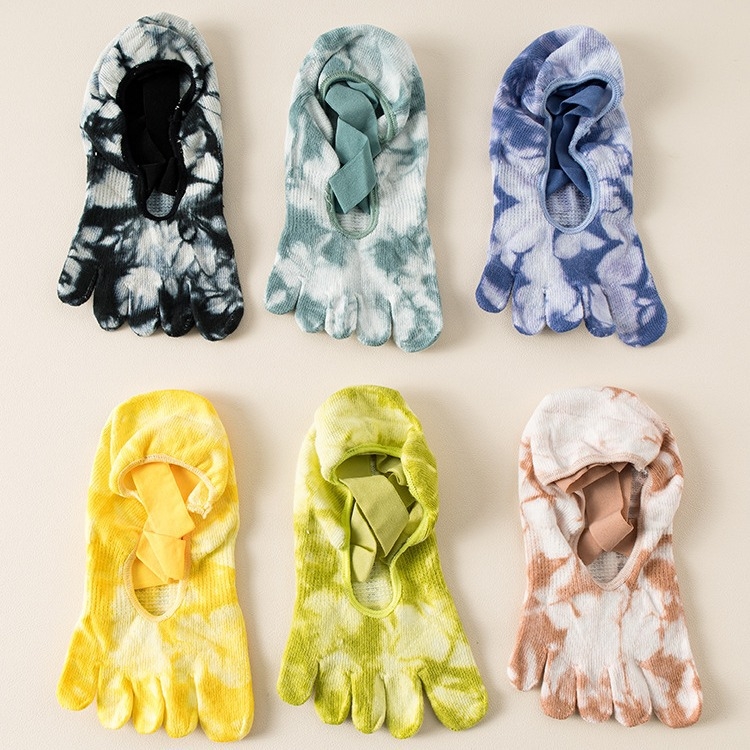 Șosete de yoga cu 5 degete pentru femei, bumbac 70–80%, anti-alunecare, țesătură cu două ace, 200 de cusături, Origine Zhuji