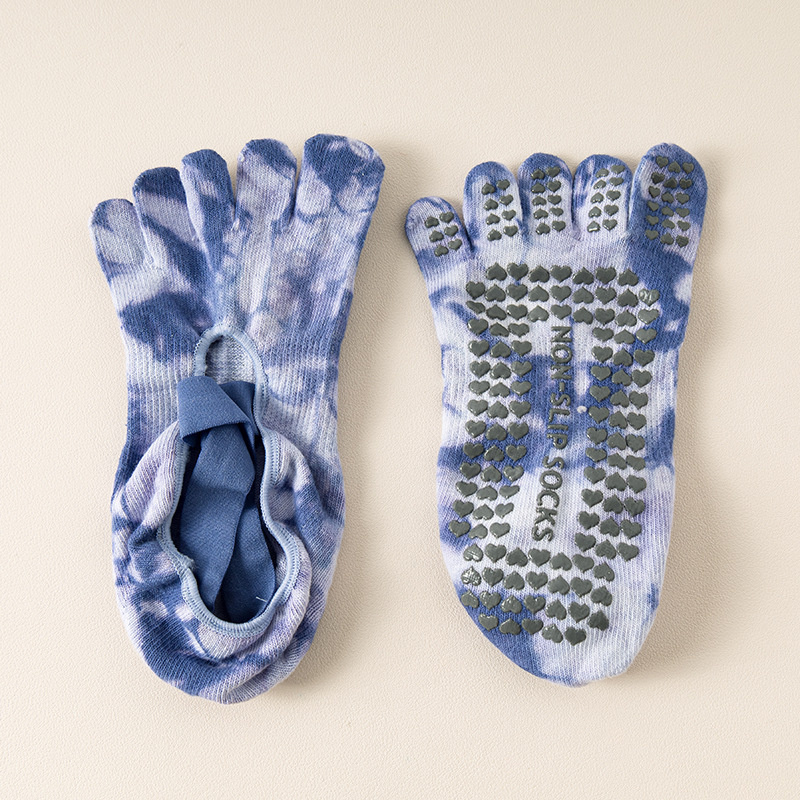 Șosete de yoga cu 5 degete pentru femei, bumbac 70–80%, anti-alunecare, țesătură cu două ace, 200 de cusături, Origine Zhuji