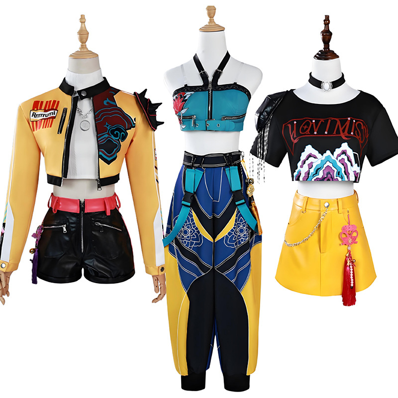 Κοστούμι cosplay εμπνευσμένο από την K-Pop Hunter Girl Group; πολυεστέρας ύφασμα; PU και ίνες κυτταρίνης αναγεννημένες 30–50%; Άνοιξη 2025