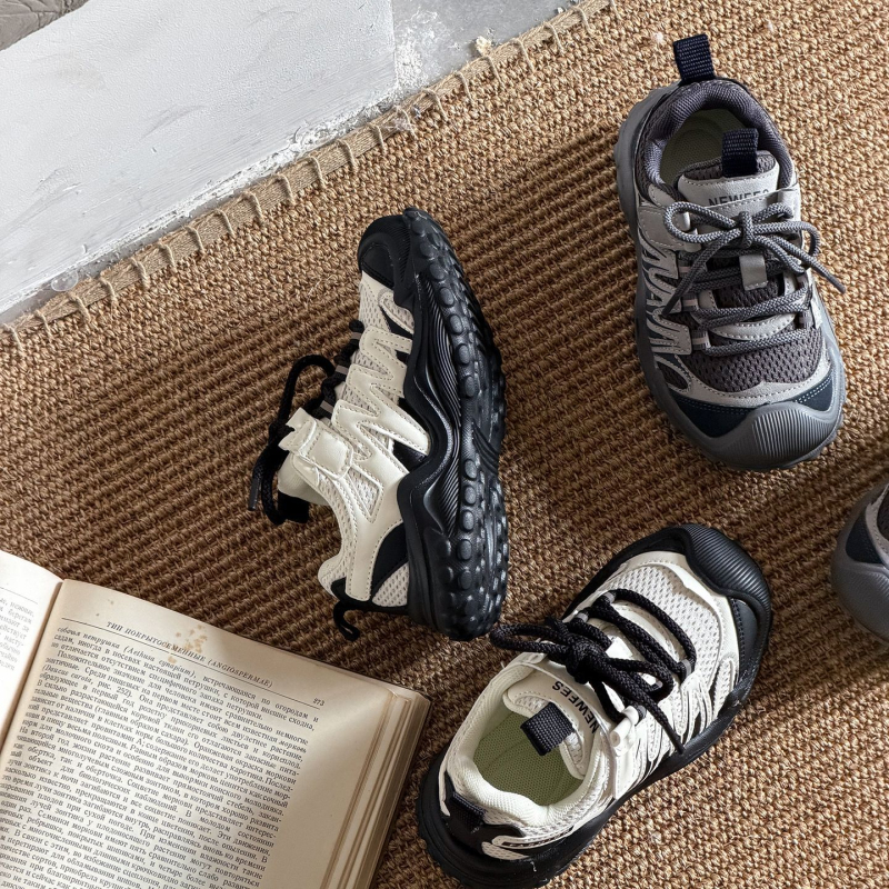 Pantofi sport pentru copii, partea superioară din plasă respirabilă, închidere Velcro, talpă din cauciuc, anti-derapare, pentru copii 1–3 ani