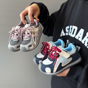 Agan pantofi sport copii, exterior respirabil din plasă dublă, talpă din cauciuc, închidere Velcro, unisex, Primăvara 2026