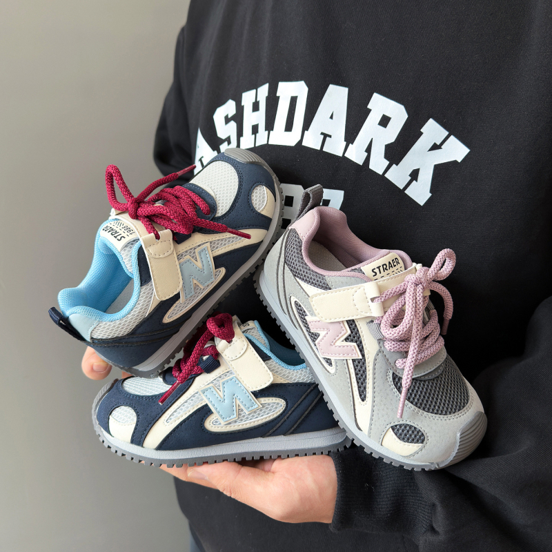 Agan pantofi sport copii, exterior respirabil din plasă dublă, talpă din cauciuc, închidere Velcro, unisex, Primăvara 2026