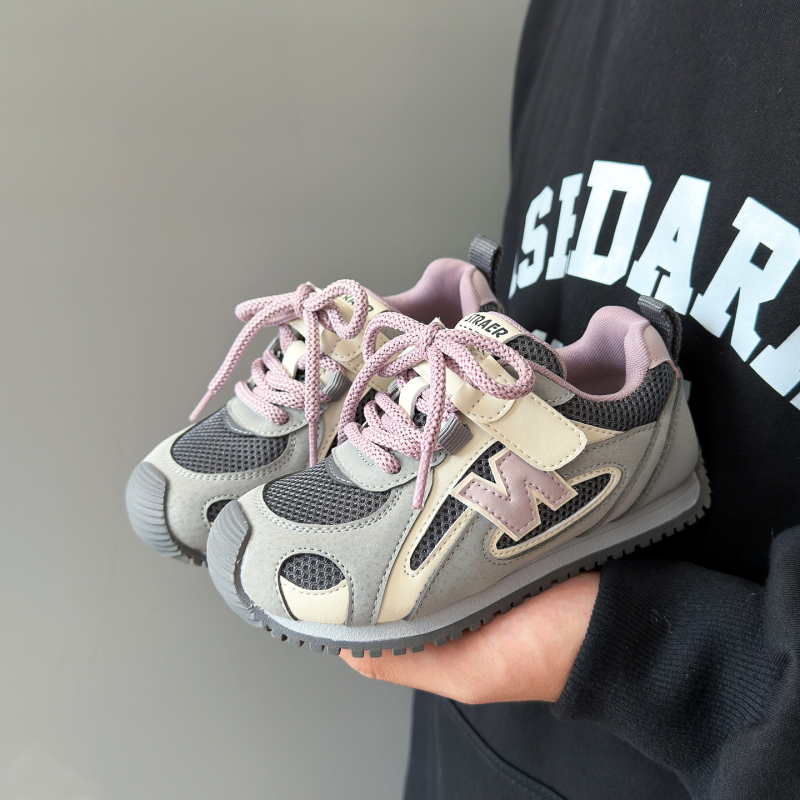 Agan pantofi sport copii, exterior respirabil din plasă dublă, talpă din cauciuc, închidere Velcro, unisex, Primăvara 2026