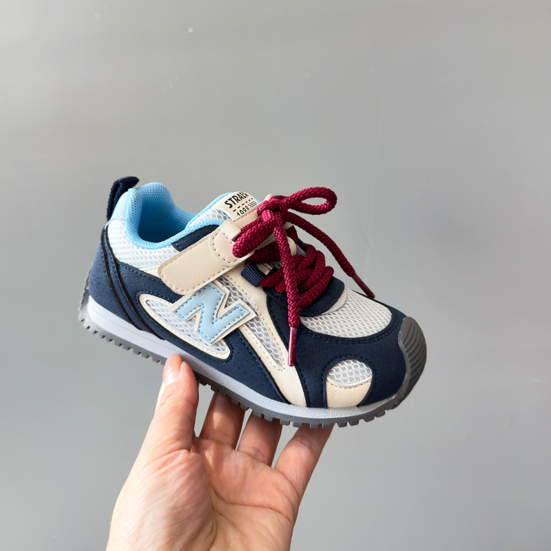 Agan pantofi sport copii, exterior respirabil din plasă dublă, talpă din cauciuc, închidere Velcro, unisex, Primăvara 2026