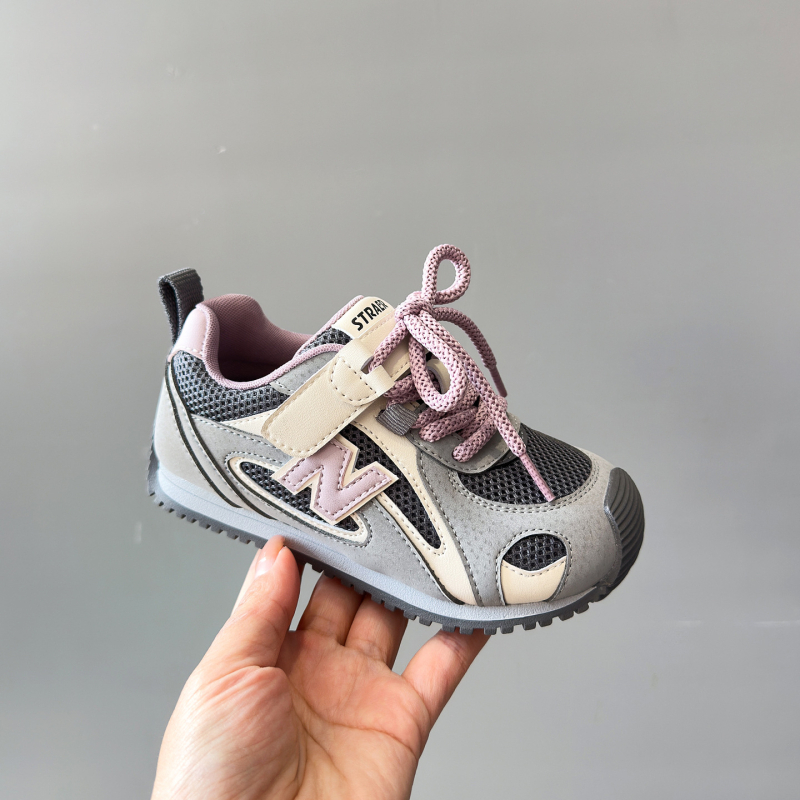 Agan pantofi sport copii, exterior respirabil din plasă dublă, talpă din cauciuc, închidere Velcro, unisex, Primăvara 2026