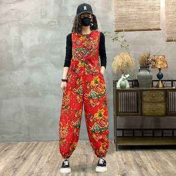 Set etno stila s velikim cvijećem iz sjeveroistočnog područja za ples na trgu i bubnjanje – Unisex kostim za izvedbu, tkanina Plain Cloth, proljeće 2025, model 1897262489, branda Xiaomei