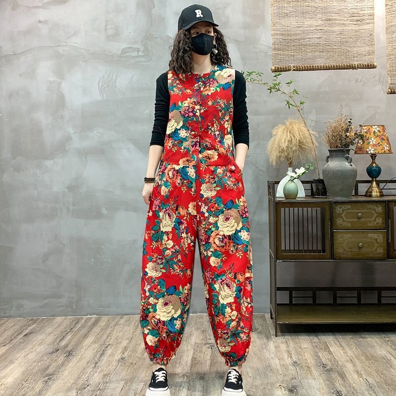 Set etno stila s velikim cvijećem iz sjeveroistočnog područja za ples na trgu i bubnjanje – Unisex kostim za izvedbu, tkanina Plain Cloth, proljeće 2025, model 1897262489, branda Xiaomei