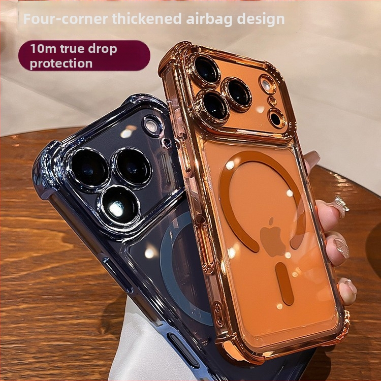 Silikónový ochranný kryt pre iPhone 16 Pro Max – minimalistický štýl, protišmykový, odolný voči pádu, silná magnetická priľnavosť, elektroplating povrch