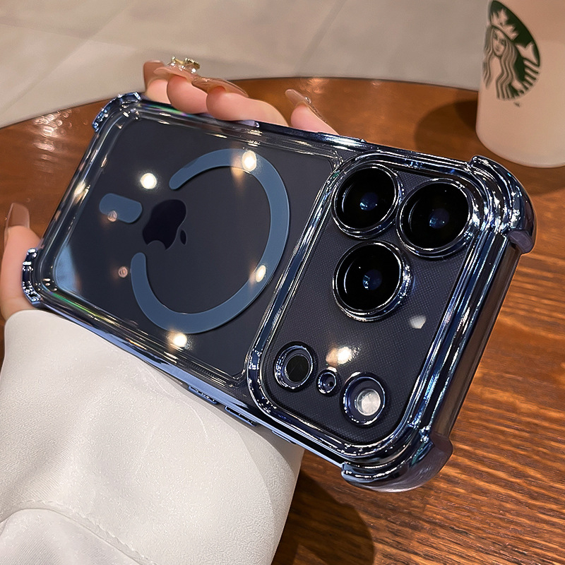 Silikónový ochranný kryt pre iPhone 16 Pro Max – minimalistický štýl, protišmykový, odolný voči pádu, silná magnetická priľnavosť, elektroplating povrch