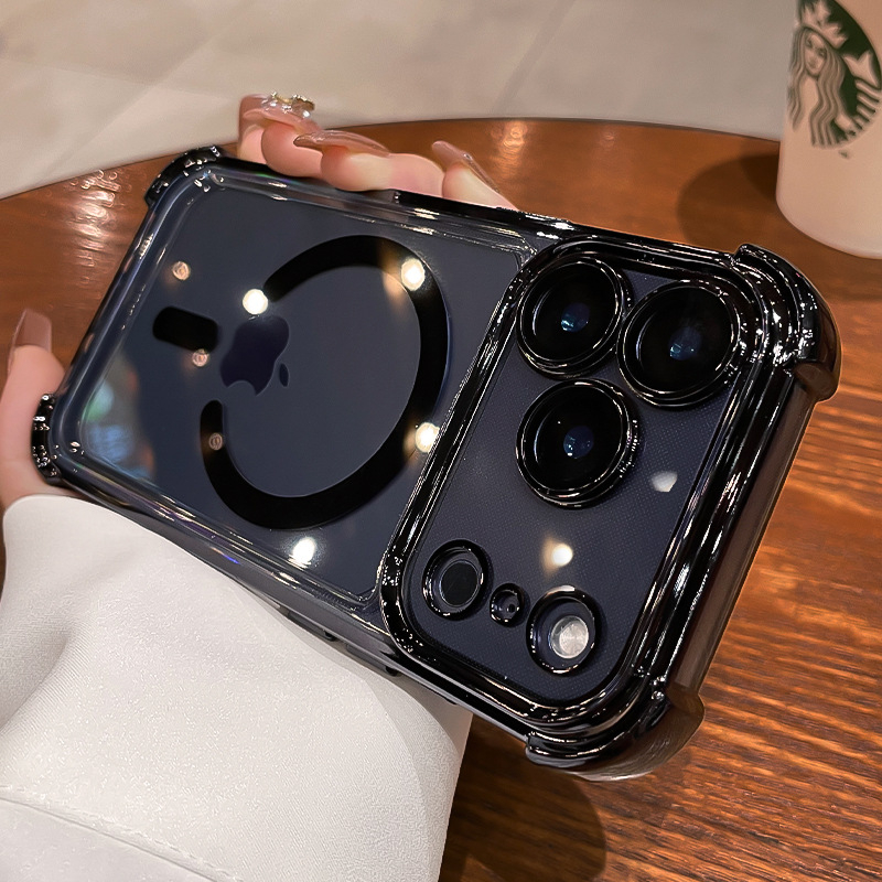 Silikónový ochranný kryt pre iPhone 16 Pro Max – minimalistický štýl, protišmykový, odolný voči pádu, silná magnetická priľnavosť, elektroplating povrch