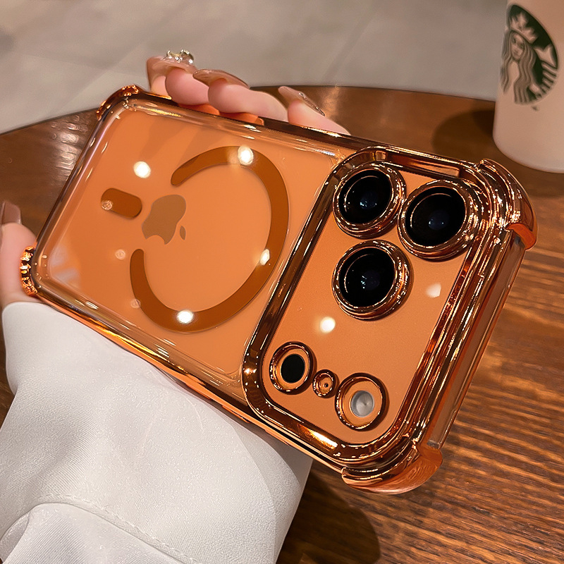 Silikónový ochranný kryt pre iPhone 16 Pro Max – minimalistický štýl, protišmykový, odolný voči pádu, silná magnetická priľnavosť, elektroplating povrch