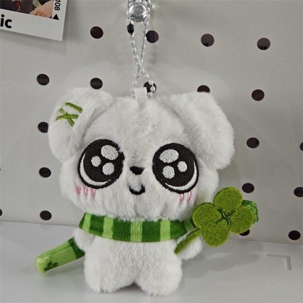 Плюшено ключодържател за чанта - карикатурен модел, стоманена верига, свеж и сладък стил, Пролет 2025