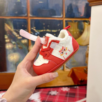 Pantofi din bumbac unisex pentru 6–36 de luni, partea superioară din piele sintetică, model cartoon, închidere Velcro