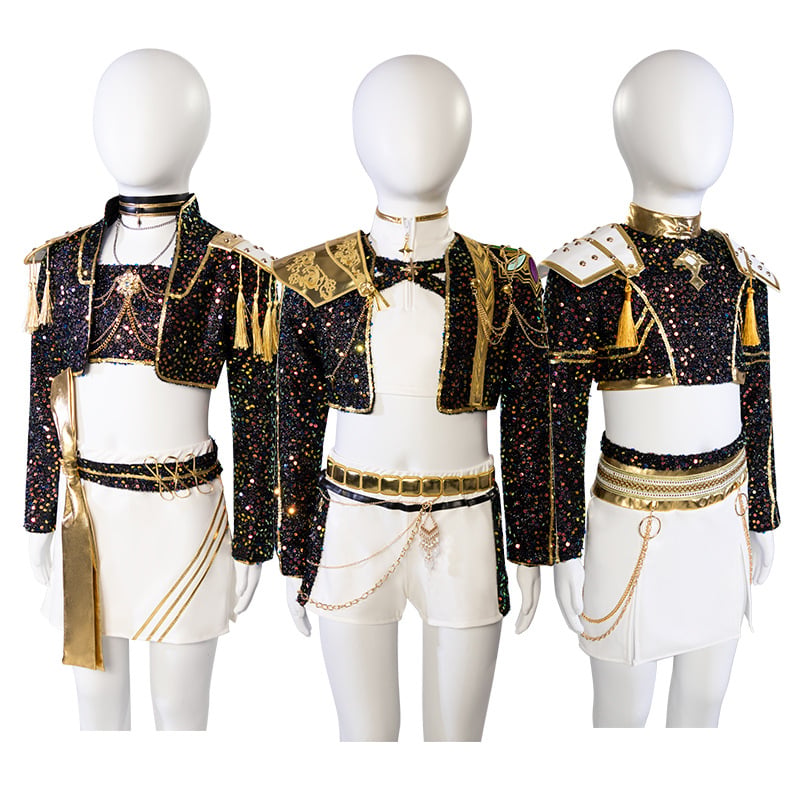 K-pop Loona cosplay kostim za pozornicu Lumi, Mira i Zoi – sjajni detalji, poliester tkanina, proizvod broj 055, proljeće 2024