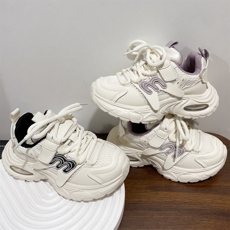 Djeca tenisice dad shoes – prozračni mikrofiber gornji dio, Velcro zatvarač, povećanje visine, gumeni potplat, uzorak s slovima