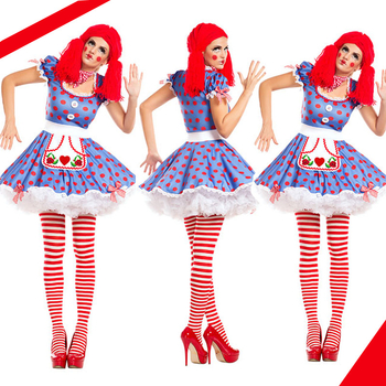 Costum Halloween de Circ – Clovn și Magiciană pentru roluri, țesătură Milk Silk, 100% poliester, fustă imprimată, pentru jocuri și anime