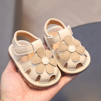 Dječje ljetne sandale s zatvorenim prstom, meka podloga, prozračne, s Velcro trakom, stil princeze, cvjetni uzorak