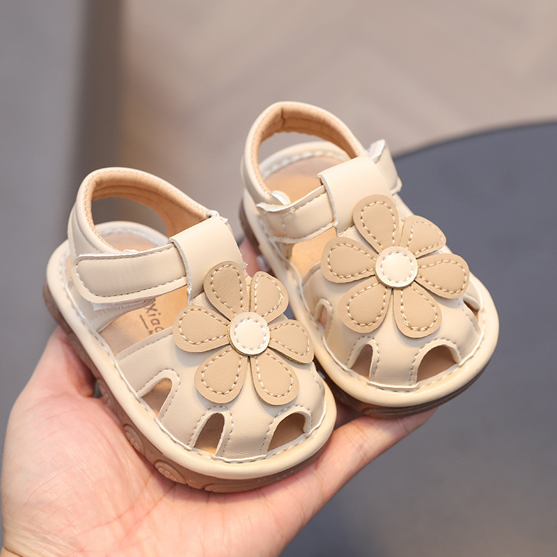 Dječje ljetne sandale s zatvorenim prstom, meka podloga, prozračne, s Velcro trakom, stil princeze, cvjetni uzorak