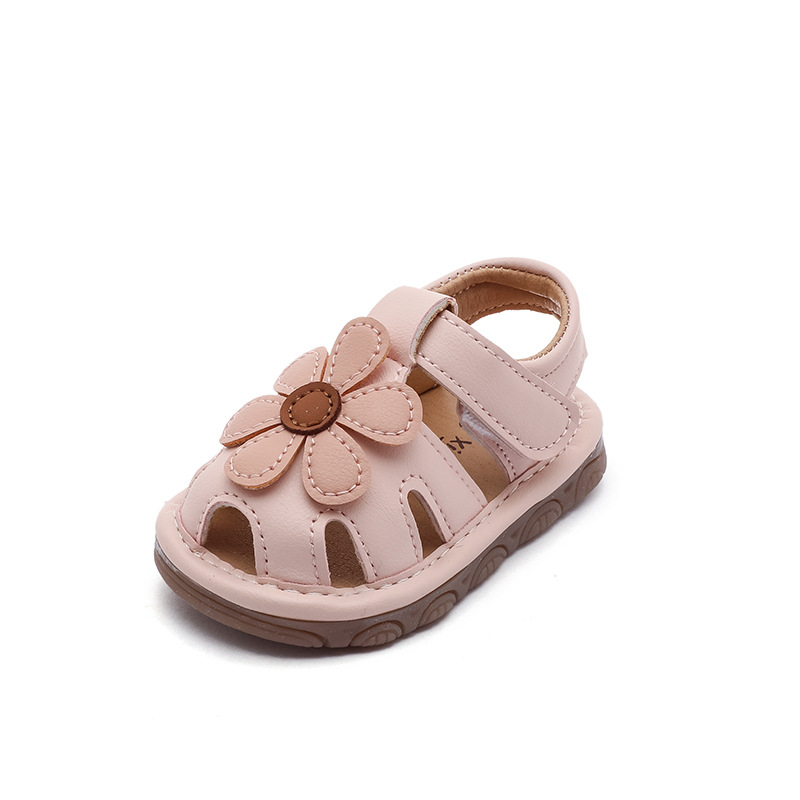 Dječje ljetne sandale s zatvorenim prstom, meka podloga, prozračne, s Velcro trakom, stil princeze, cvjetni uzorak