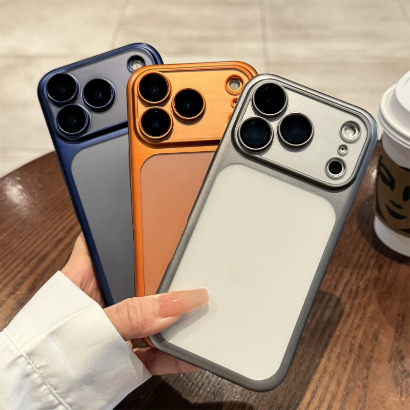 Maska za iPhone 17 s matiranim elektroplating završnim slojem, poluprozirni TPU materijal, potpuna zaštita leće, otporno na udarce, odvodi toplinu