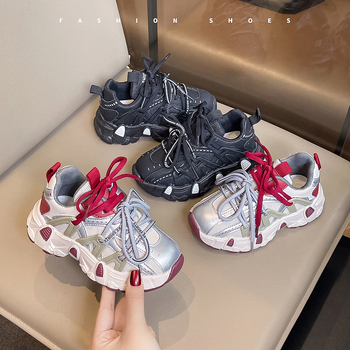 Djevojčice tenisice u stilu dad shoes – prozračni gornji dio od PU-a, za sve sezone, antislip potplat PVC-a, za uzrast 4–16 godina, jesensko-2024 izdanje