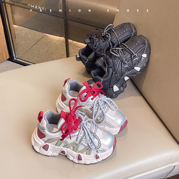 Djevojčice tenisice u stilu dad shoes – prozračni gornji dio od PU-a, za sve sezone, antislip potplat PVC-a, za uzrast 4–16 godina, jesensko-2024 izdanje