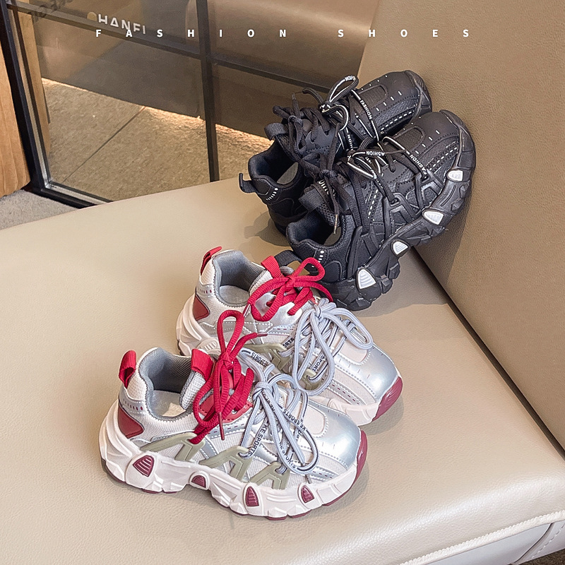 Djevojčice tenisice u stilu dad shoes – prozračni gornji dio od PU-a, za sve sezone, antislip potplat PVC-a, za uzrast 4–16 godina, jesensko-2024 izdanje