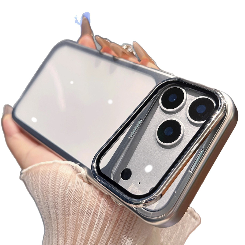 Kućište za iPhone 17 Pro Max s elektroplatiranim polikarbonatom, nevidljivim držačem i prozirnim zaštitnikom leće