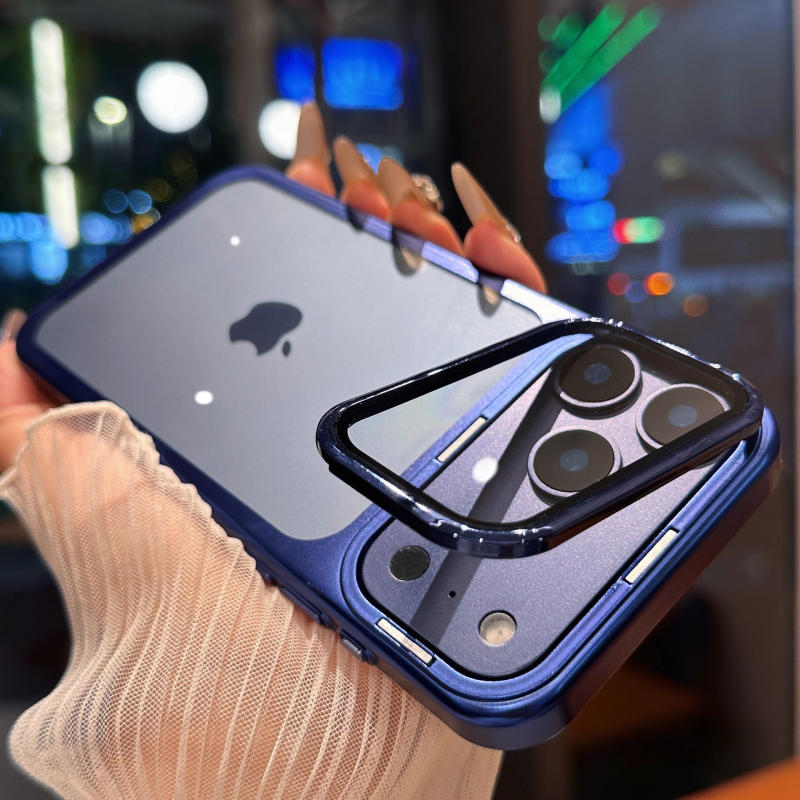 Kućište za iPhone 17 Pro Max s elektroplatiranim polikarbonatom, nevidljivim držačem i prozirnim zaštitnikom leće