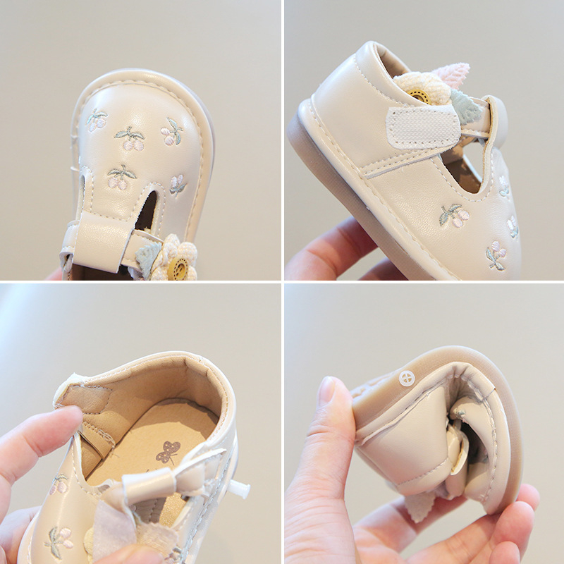 Cipele za hodanje za bebe, prozračne od sintetičke kože, Velcro zatvarač, niski gornji dio, cartoon uzorak, protuklizna potplata