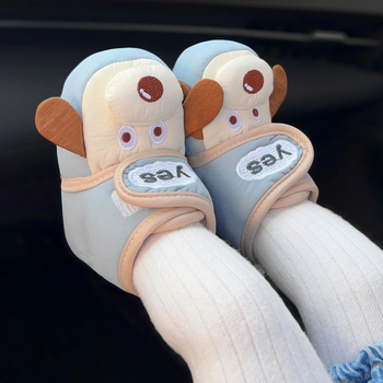 Uniszex baba pamut cipő fleece béléssel, csúszásmentes puha talppal, Velcro-zárás, ősz-télre