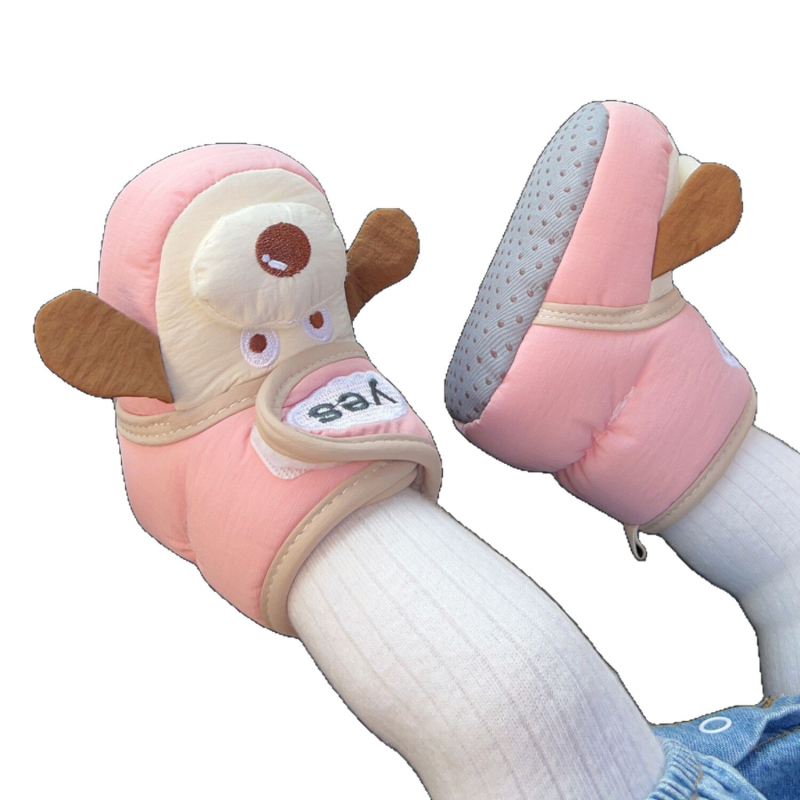 Uniszex baba pamut cipő fleece béléssel, csúszásmentes puha talppal, Velcro-zárás, ősz-télre