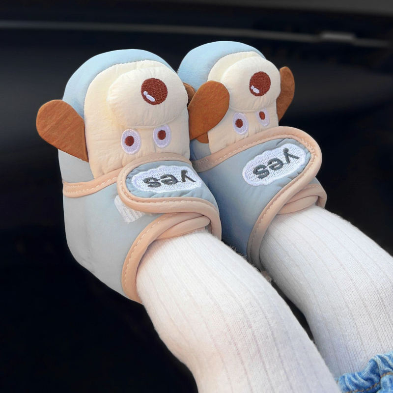 Uniszex baba pamut cipő fleece béléssel, csúszásmentes puha talppal, Velcro-zárás, ősz-télre