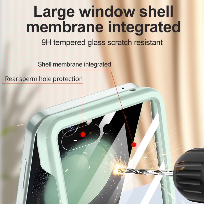 Carcasă Samsung Z Flip7FE cu suport pentru inel, protecție ecran încorporată, carcasă ultra-subțire din PC, textură asemănătoare pielii, antișoc