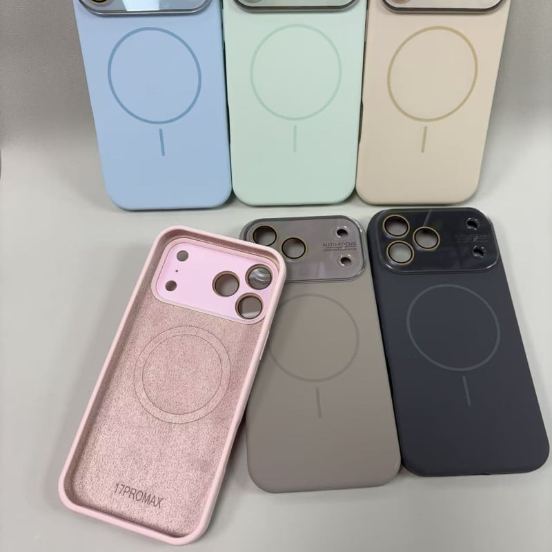  husă de protecție din silicon lichid, cu fereastră mare, prindere magnetică, finisaj în relief, compatibilă cu dispozitive Apple