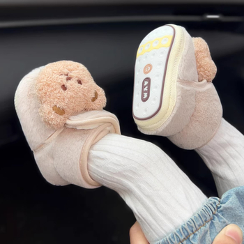 Cipele za učenje za bebe – gornji dio od velura, gumeni đon, Velcro zatvarač, protuklizne i tople, uzorak životinjskog motiva