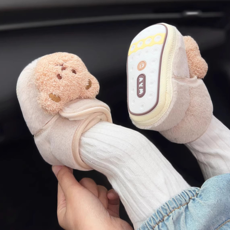 Cipele za učenje za bebe – gornji dio od velura, gumeni đon, Velcro zatvarač, protuklizne i tople, uzorak životinjskog motiva