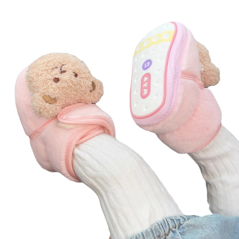 Cipele za učenje za bebe – gornji dio od velura, gumeni đon, Velcro zatvarač, protuklizne i tople, uzorak životinjskog motiva