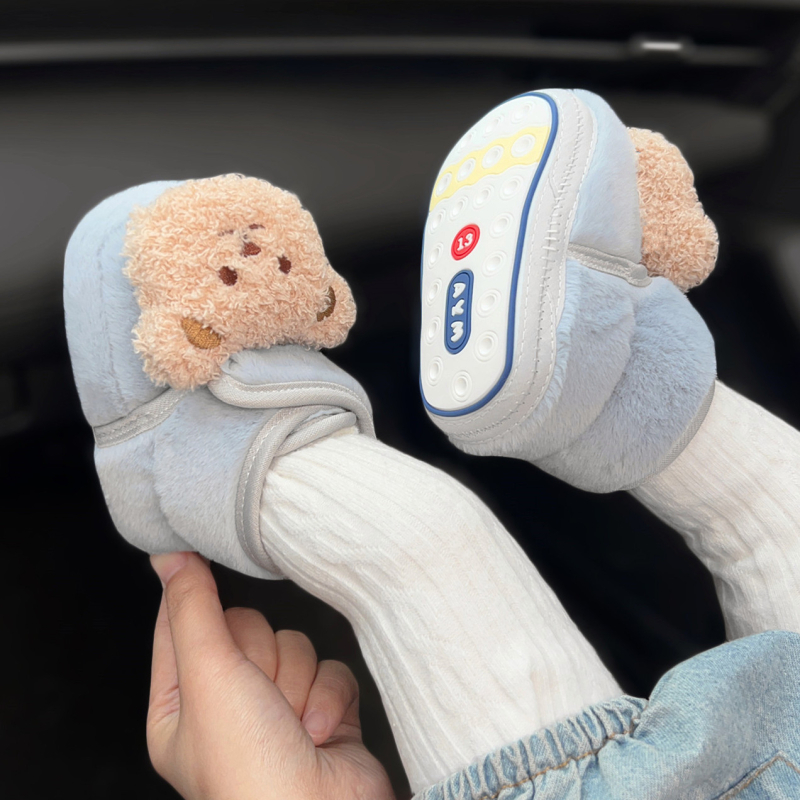 Cipele za učenje za bebe – gornji dio od velura, gumeni đon, Velcro zatvarač, protuklizne i tople, uzorak životinjskog motiva