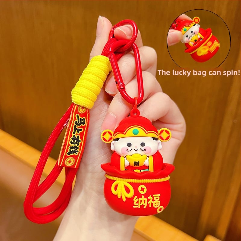 Ключодържател: въртящ се Бог на богатството, PVC, карикатурен стил, Годината на коня