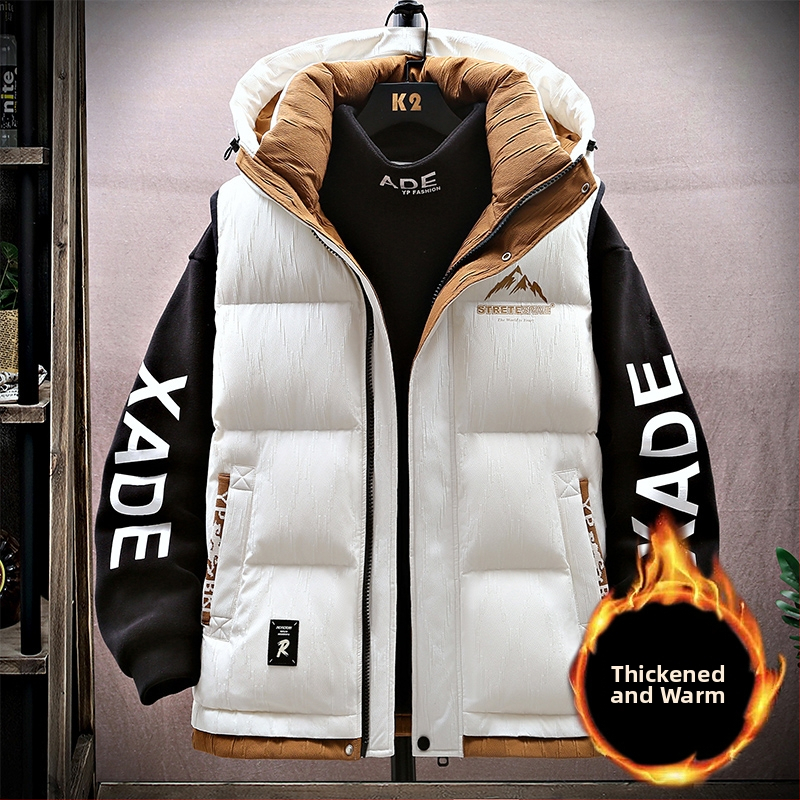 Fiatalos kapucnis mellény téli viselet, cipzárral, laza szabás, geometriai minta