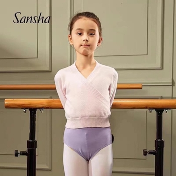 Sansha Djeca baletni pleteni top – Mink velvet tkanina, Pamuk 55%, Podstava pamuk 55%, Topla duga rukava trening jakna