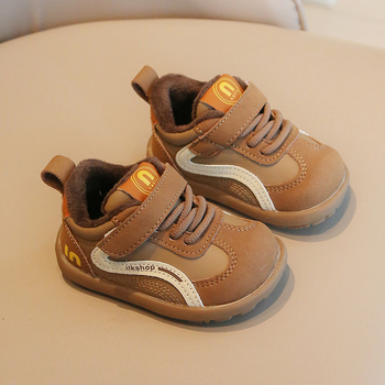 Unisex zimske cipele za bebe s gornjim dijelom od mikrovlaknaste kože, debela izolacija, protivuklizna potplata, Velcro zatvarač