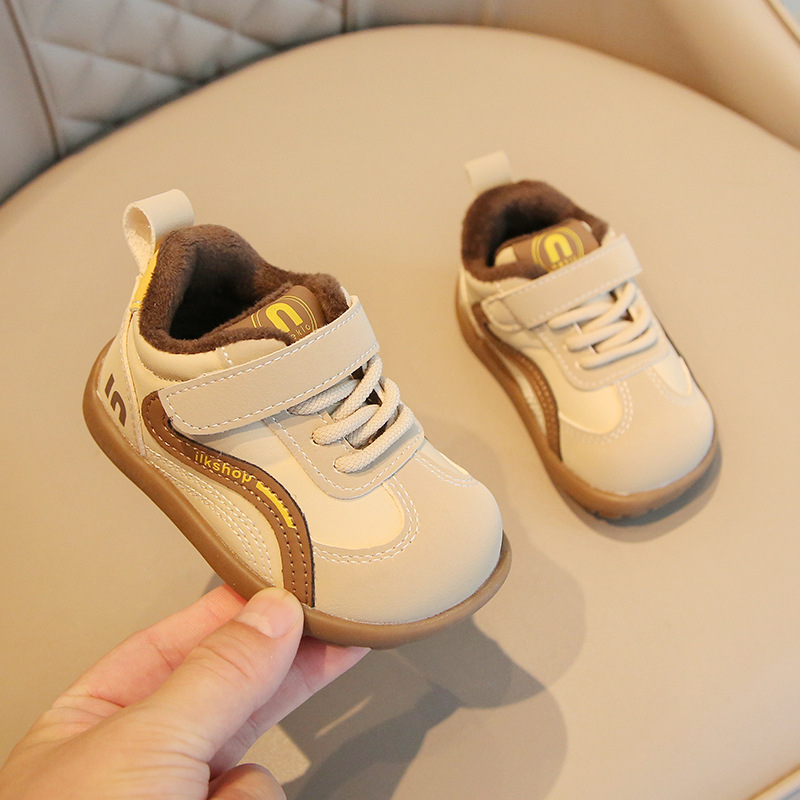 Unisex zimske cipele za bebe s gornjim dijelom od mikrovlaknaste kože, debela izolacija, protivuklizna potplata, Velcro zatvarač