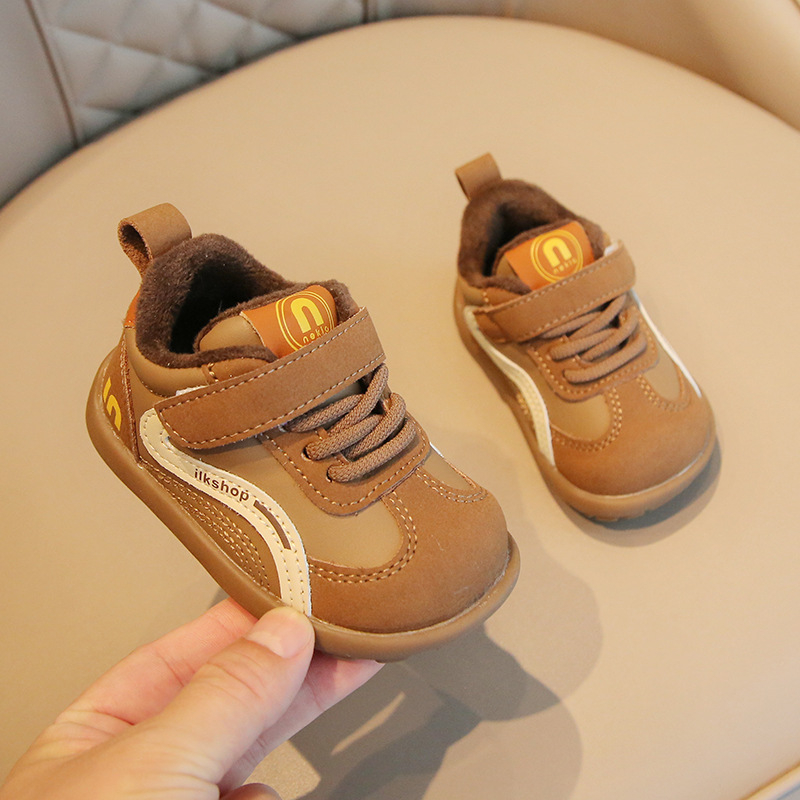 Unisex zimske cipele za bebe s gornjim dijelom od mikrovlaknaste kože, debela izolacija, protivuklizna potplata, Velcro zatvarač