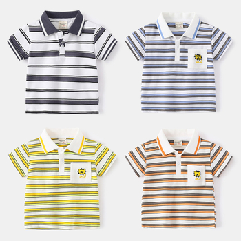 Polo majica za dječake - korejski stil, pamuk, prugasta, izvezeni, 3-8 godina
